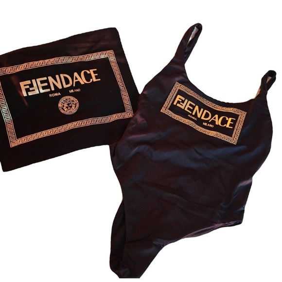 Versace Other - NWOT Fendace Black & Gold Bathing Suit - Size IT44